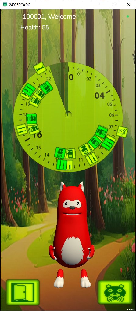 DiaHeroes app showing schedule dial and Foxy character
